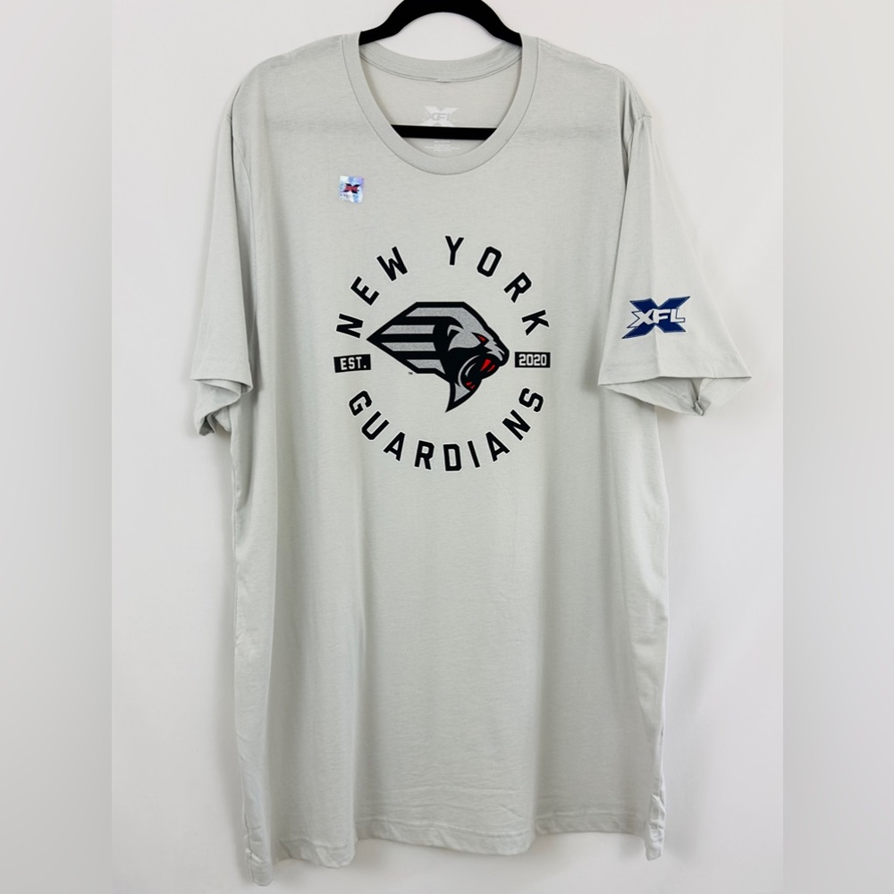 New York Guardians XFL Gray- Black/Silver and Red Insignia on Front T-Sh…